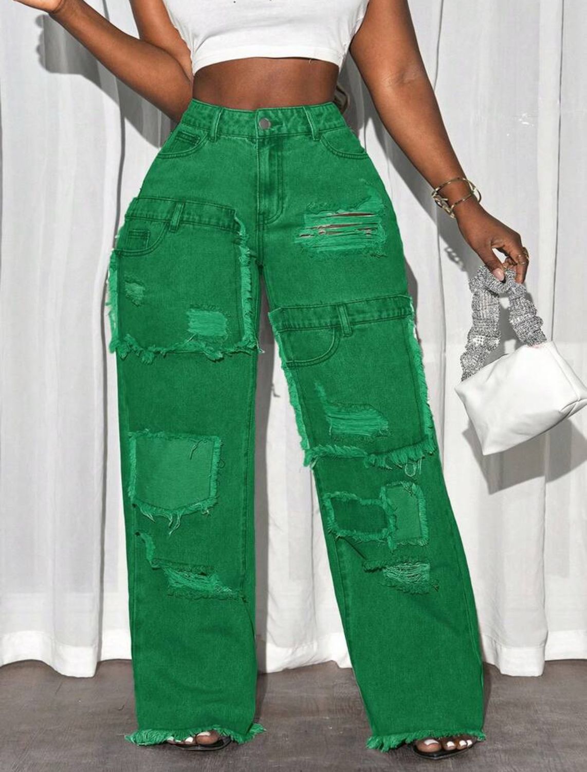 Not A Chance Ripped Wide Leg Jeans