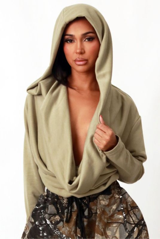 Multi Way Layered Hooded Sweatshirt - Sage