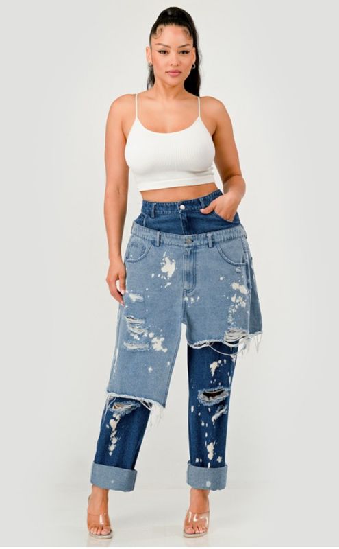 Overup Fray Denim Jeans
