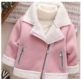 Stylish Slant Fleece Coat- Pink