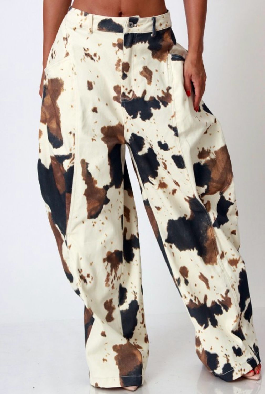 Saddle Up Cow Print Barrel Pants