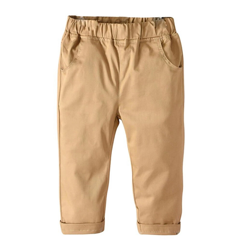 Solid Casual Pants-Khaki Solid Casual Pants-Khaki