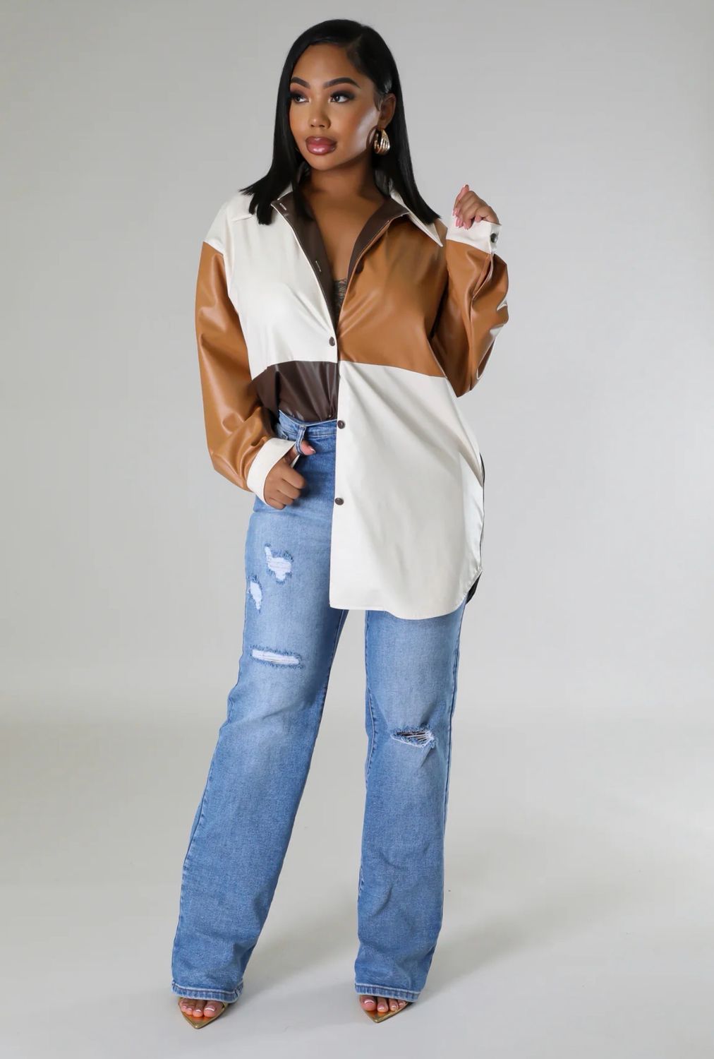 Have Your Attention Faux Leather Top