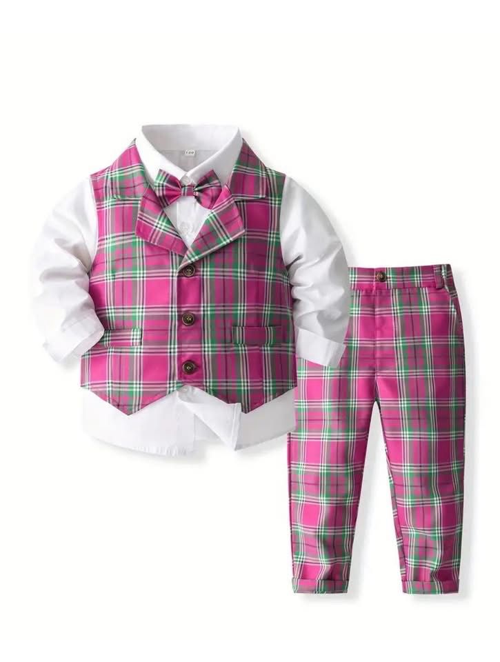 Pink and Green Plaid Suit