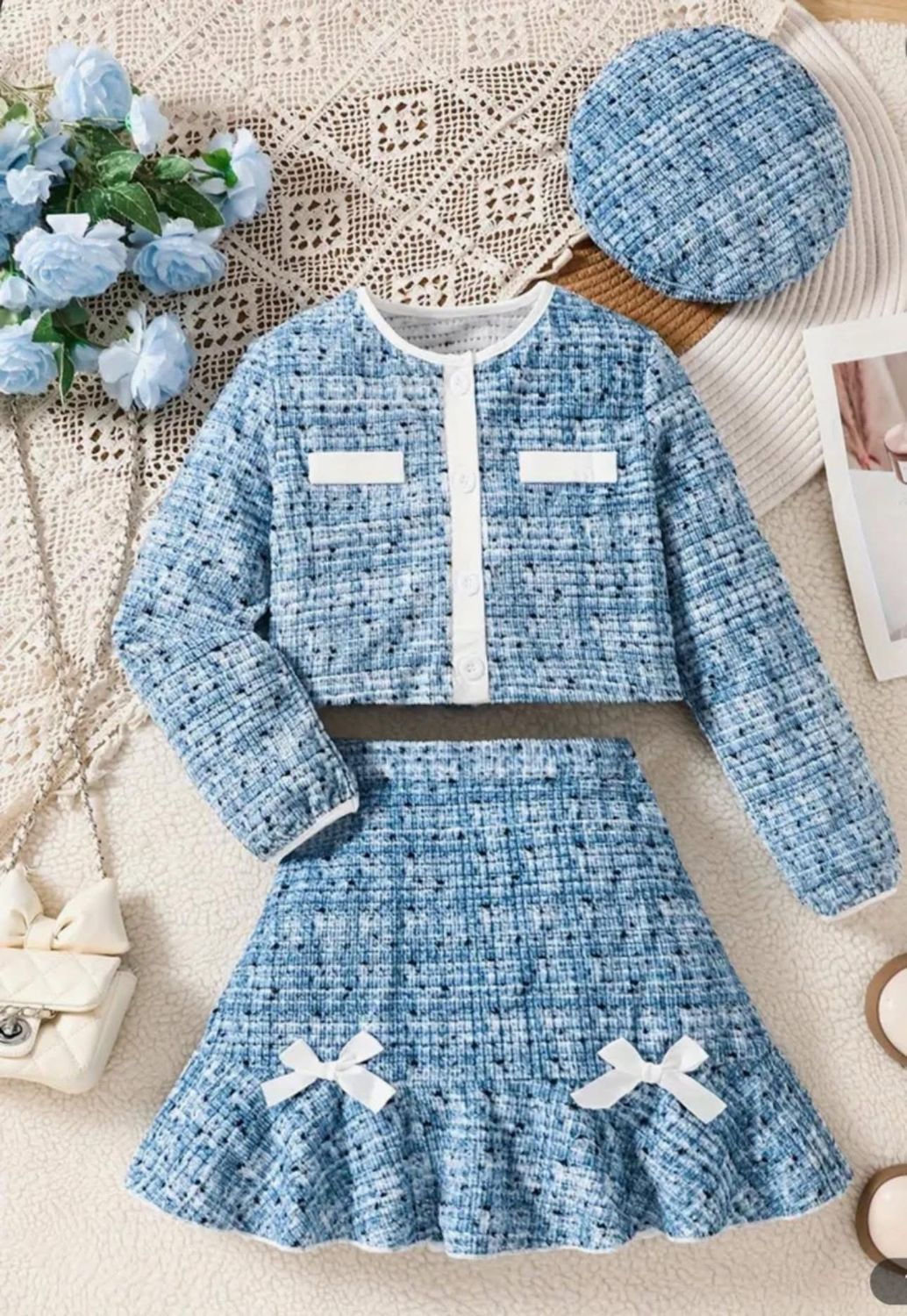 Girls Lake Blue Skirt Set