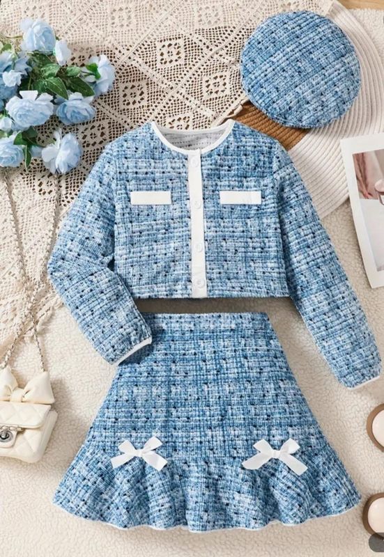 Girls Lake Blue Skirt Set