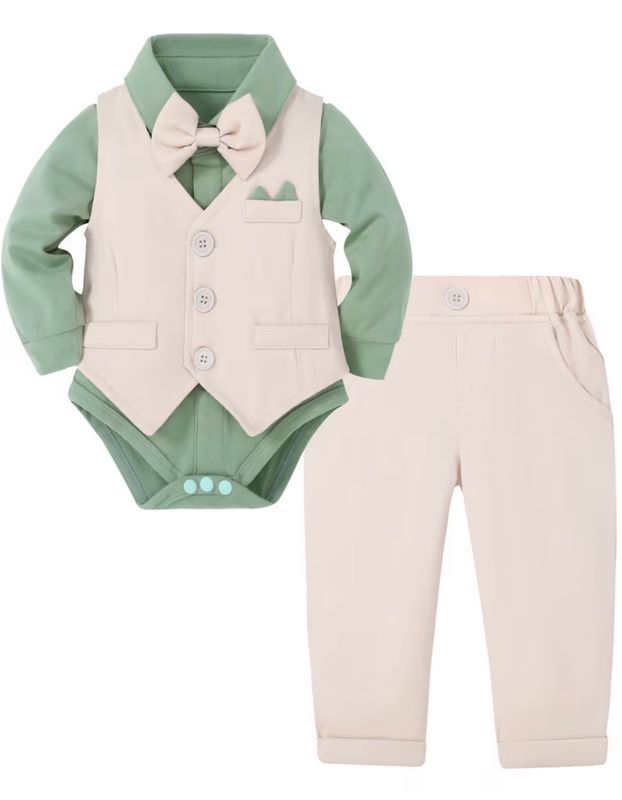 Boys Khaki and Sage Set