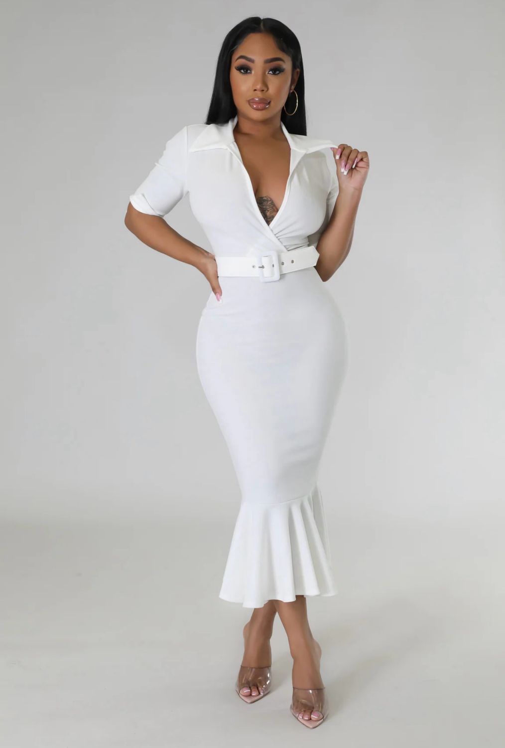 Speak The Truth Midi Dress - White