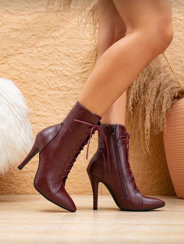No Strings Attached Booties - Burgundy