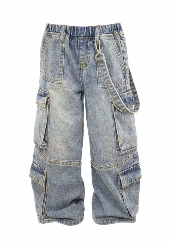 Vintage Multiple Pockets Denim Cargo Pants