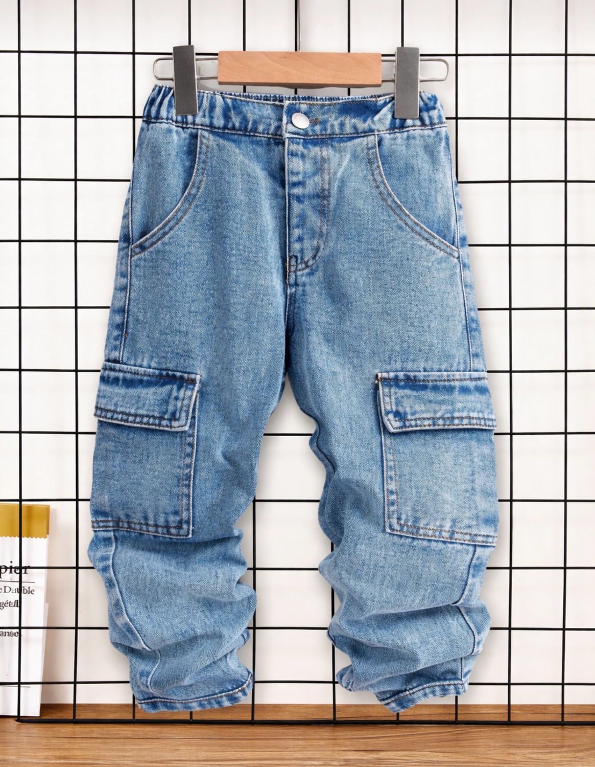 Straight Leg Denim Cargo Jeans