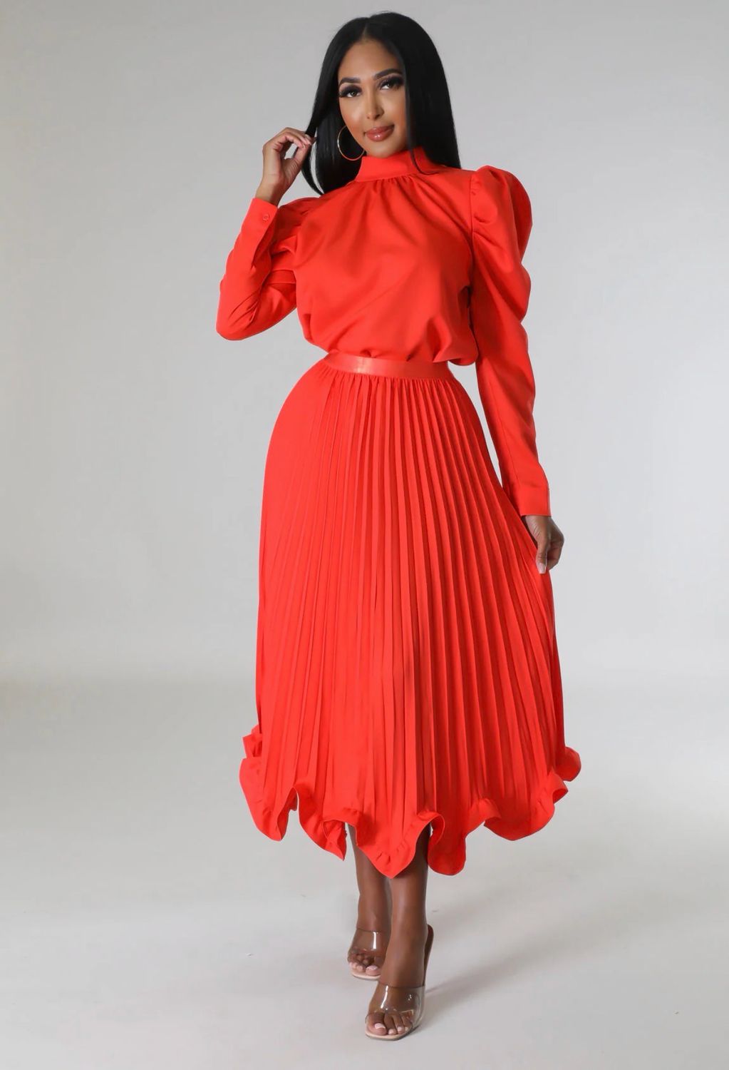 Expensive Thoughts Skirt Set - Red/Orange