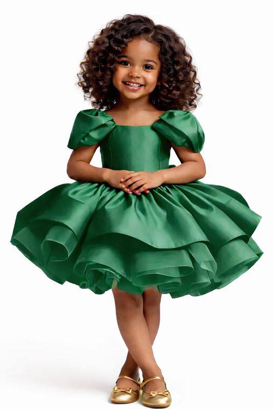 Bow Sleeves Dress - Green