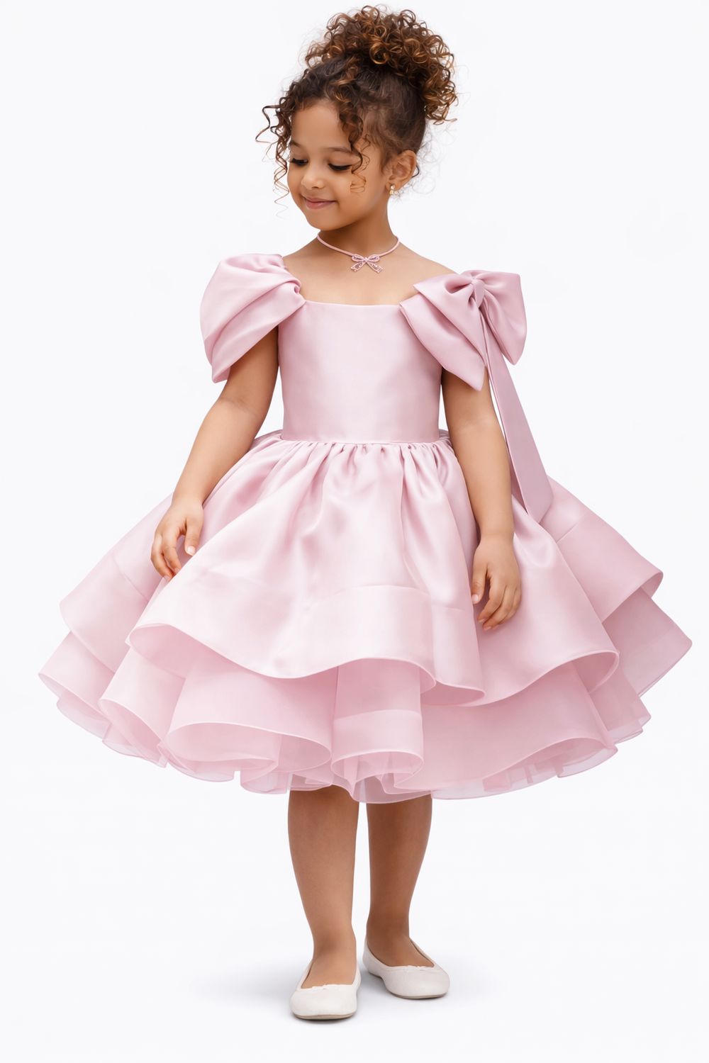 Pink Bow Sleeve Dress