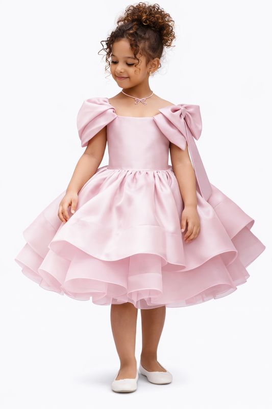 Pink Bow Sleeve Dress