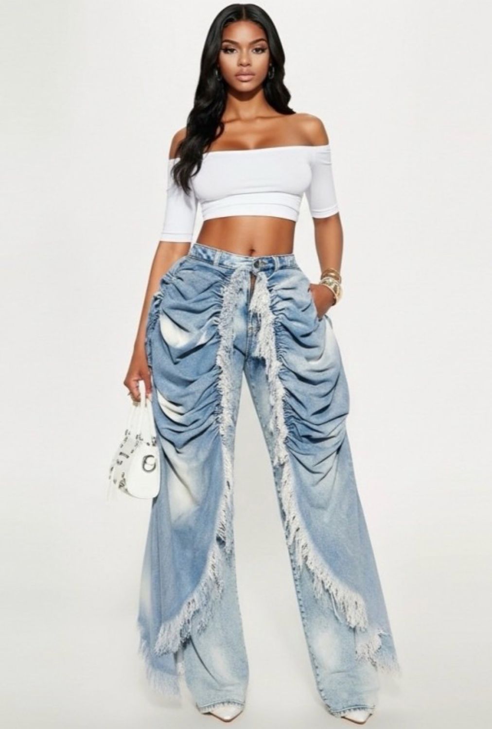 Drop It Down Shredded Jeans
