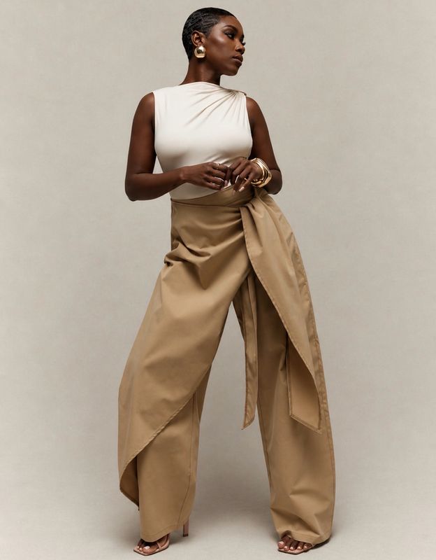 Tailored Touch Wrap Front Trousers