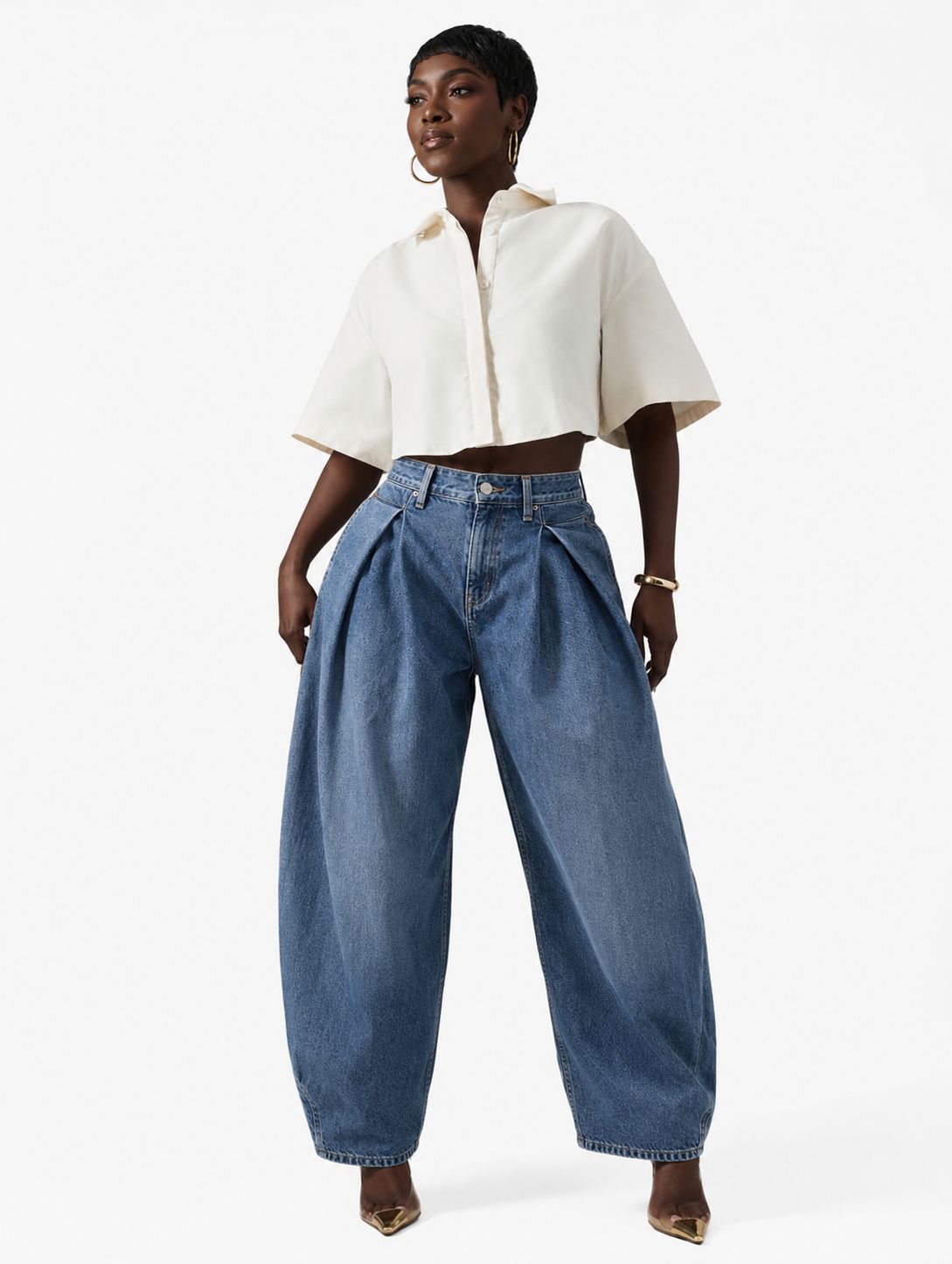 Busy Weekends Boxy Cropped Button Up Shirt