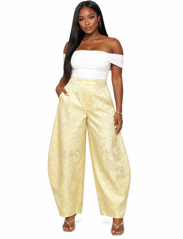 Tea For Two Floral Print Barrel Pants