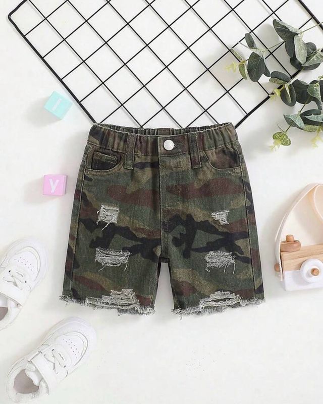 Boys Camouflage Ripped Shorts