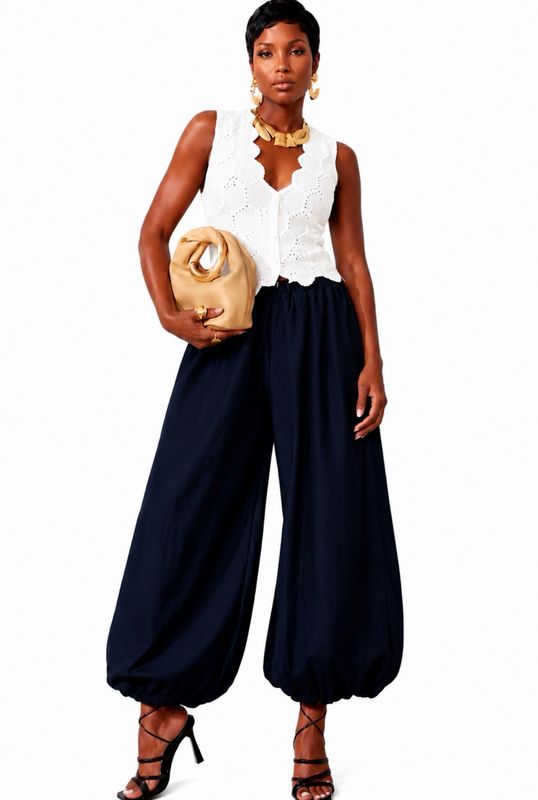 Chill Vibe Balloon Leg Pants - Navy