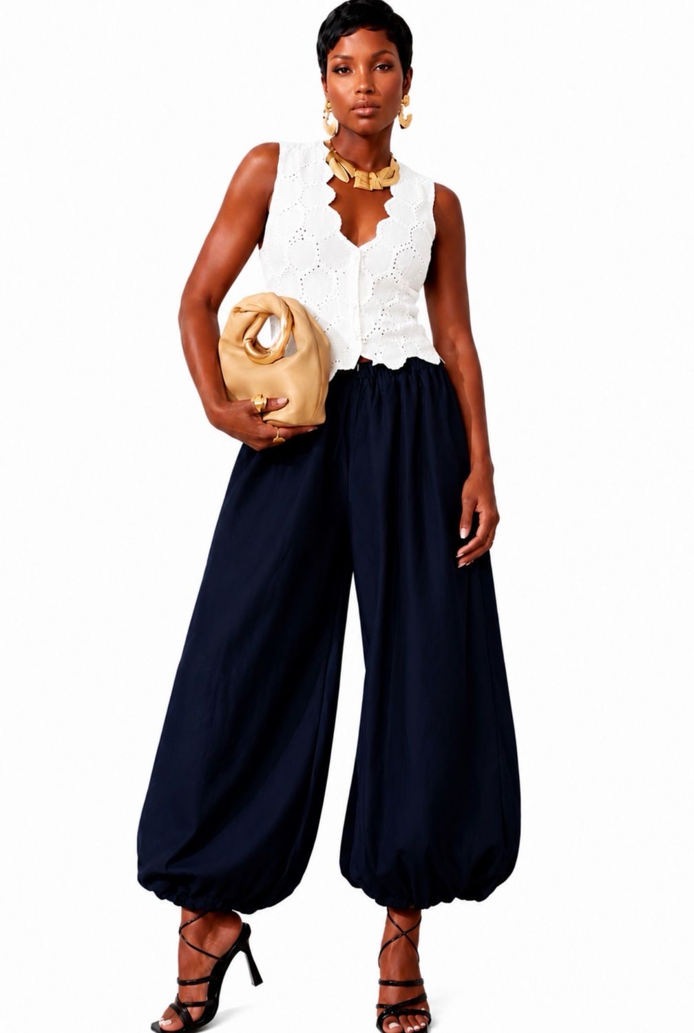 Chill Vibe Balloon Leg Pants - Navy