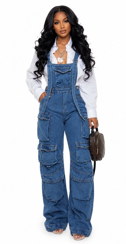 Exclusive Denim Cargo Jumpsuit