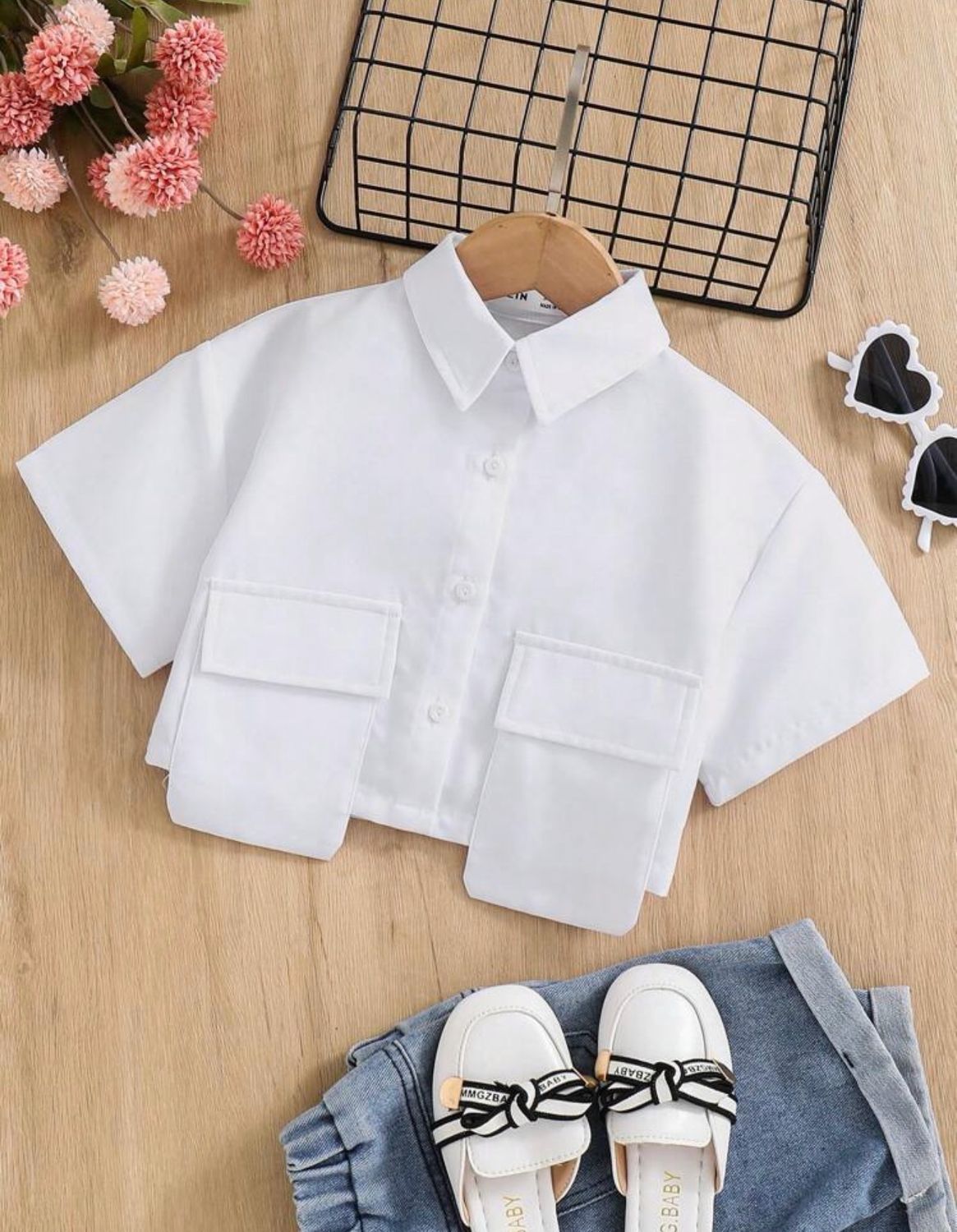 Girls Duel Pocket Crop Shirt