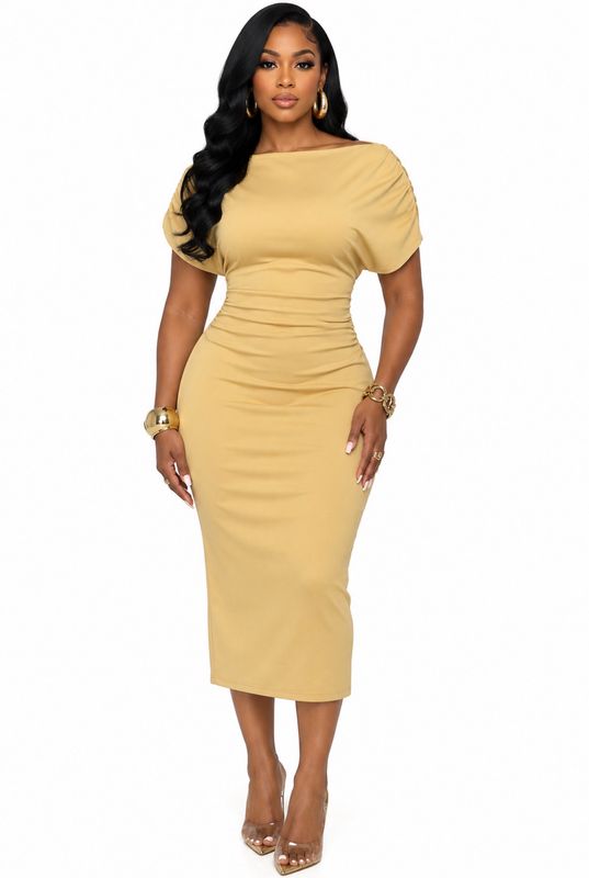Too Busy Cinched Waist Midi Dress