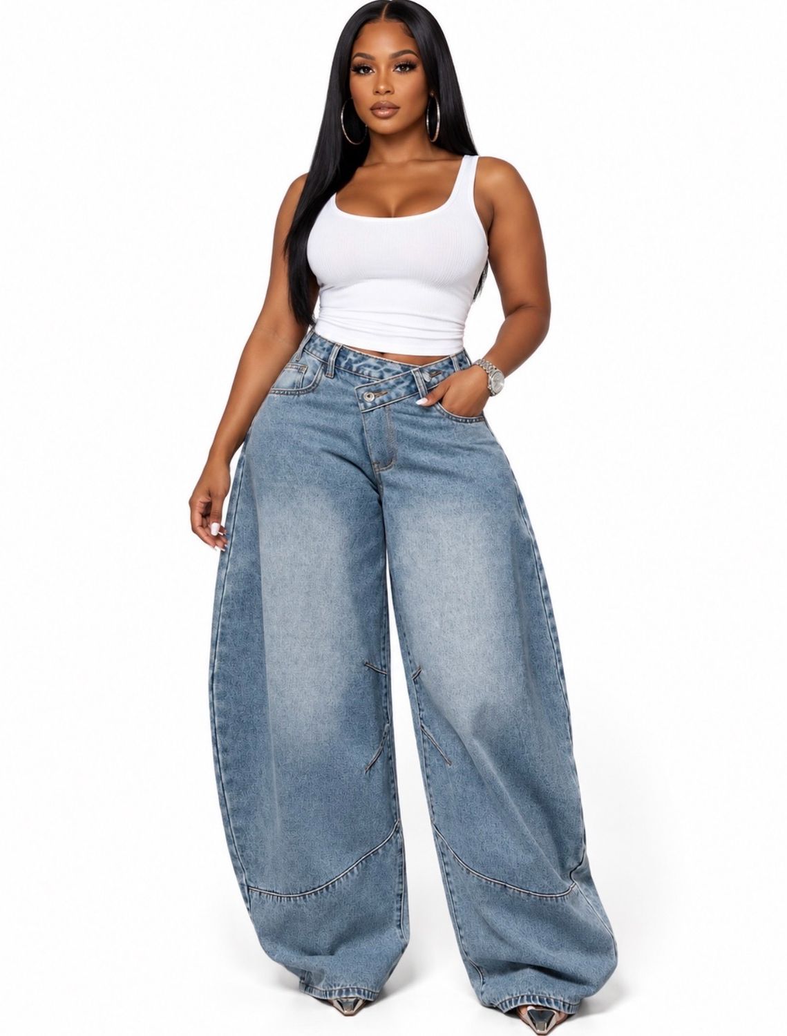 In Sync Crossover Barrel Jeans