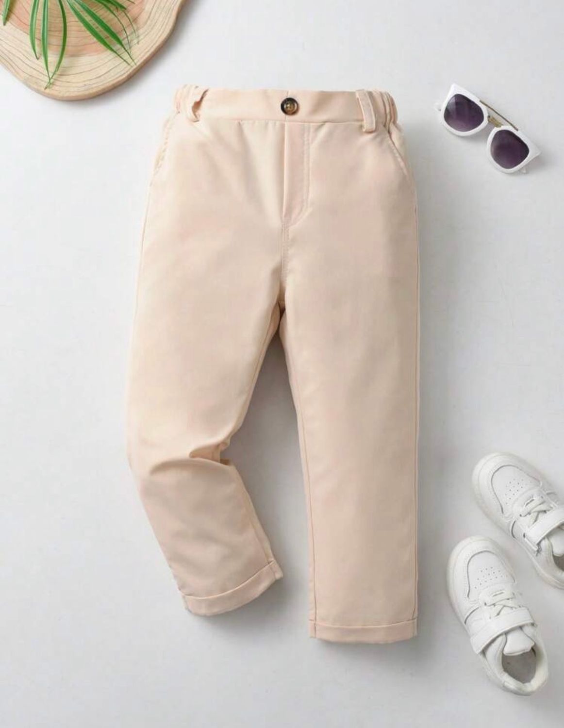Solid Casual Pants- Tan