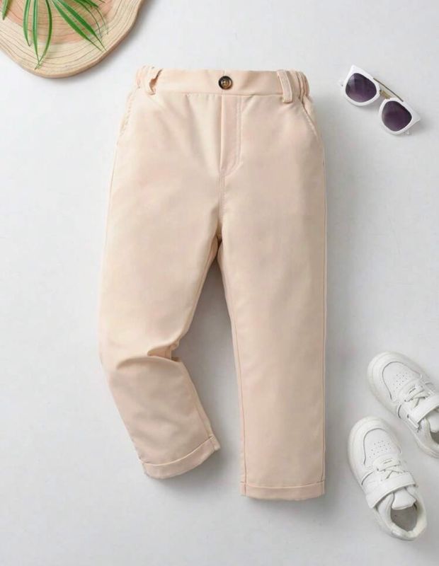 Solid Casual Pants- Tan