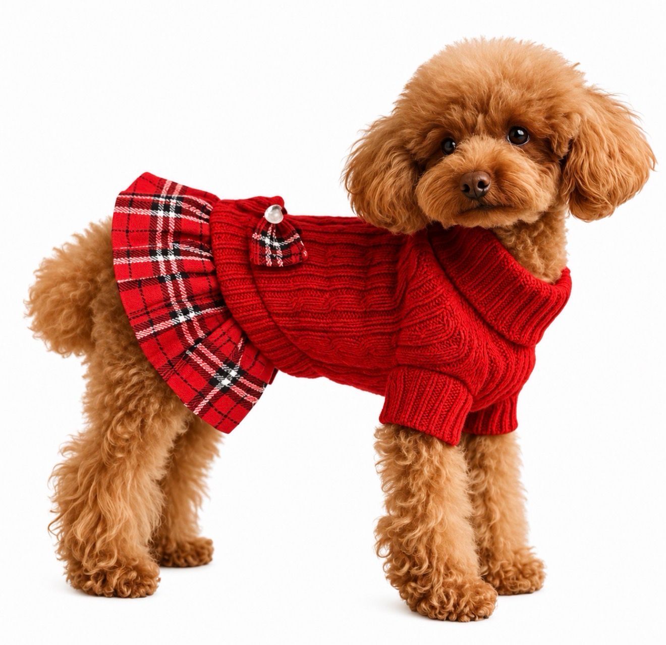 Holiday Plaid Sweater Dog Dress
