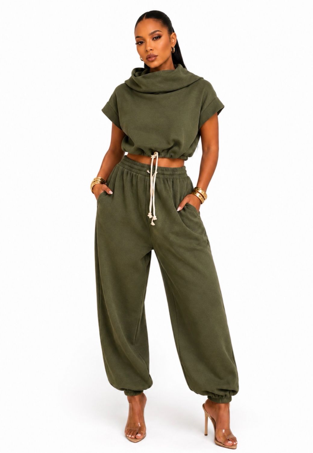 Fall Back Sweater Set - Olive