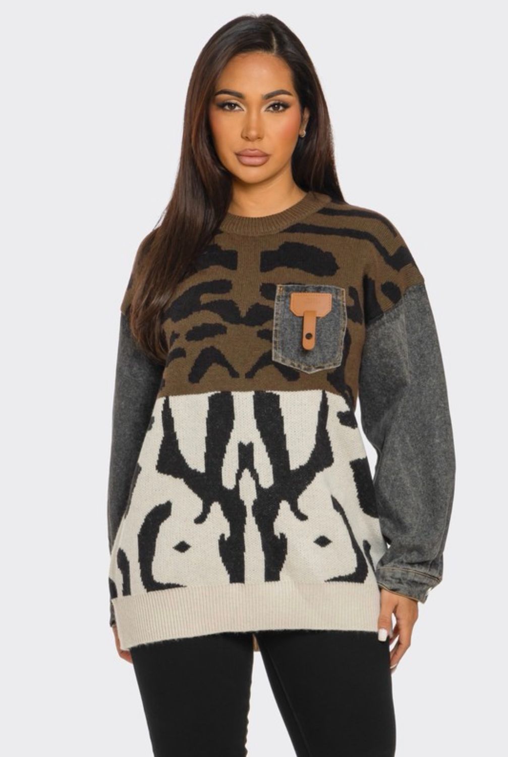 Run Wild Mixed Media Sweater
