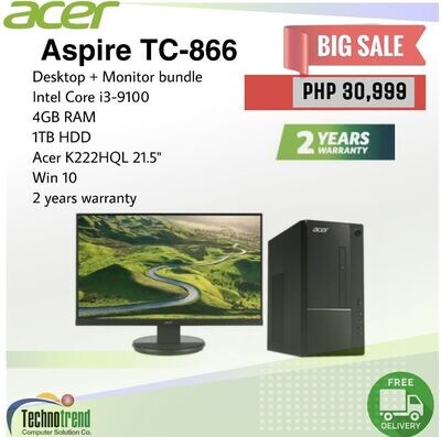 Aspire TC 866 Desktop i3 with 21.5
