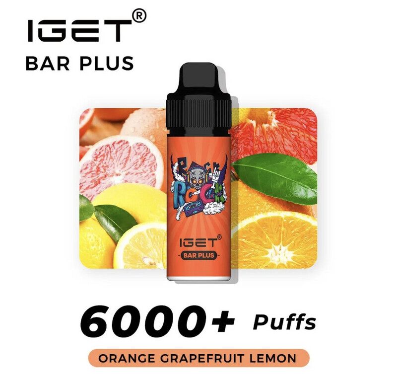 IGET BAR PLUS ORANGE GRAPEFRUIT LEMON 6000 PUFFS