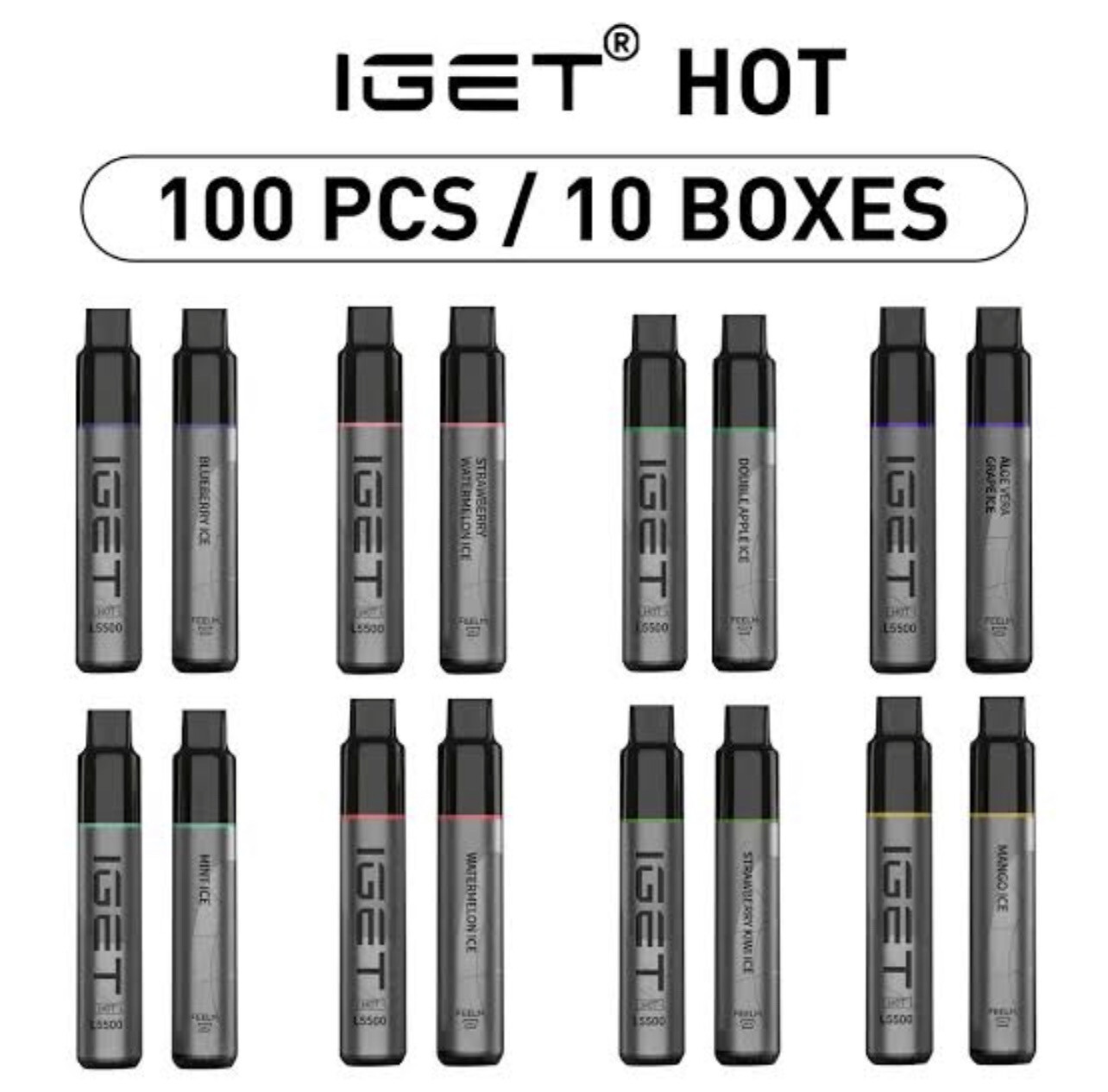 100 PCS OF IGET HOT 5500 PUFFS