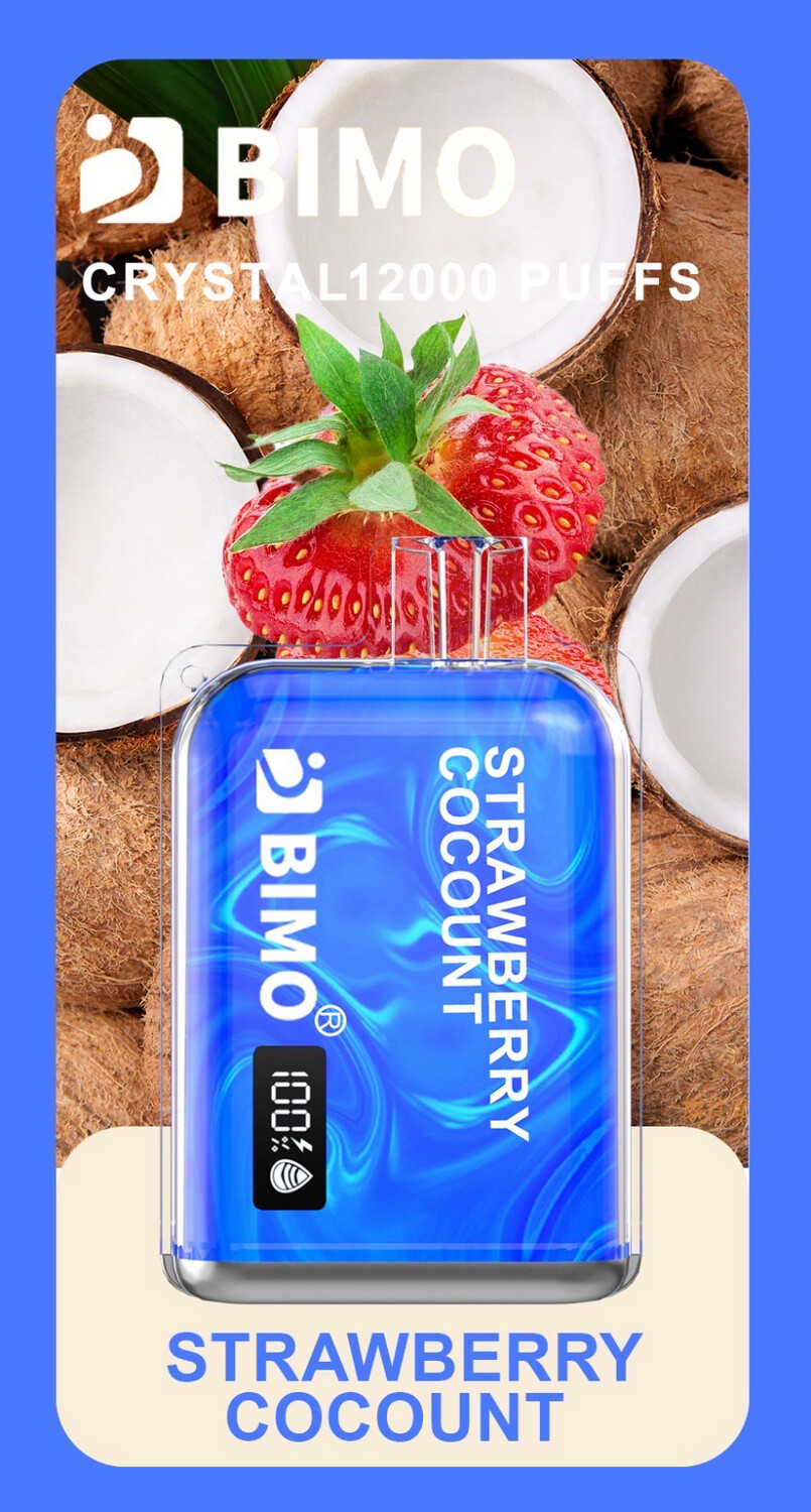 BIMO CRYSTAL STRAWBERRY COCONUT 12000 PUFFS