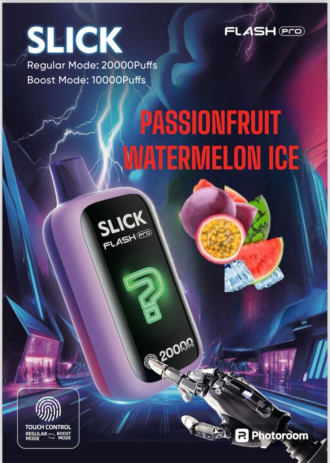 HQD SLICK FLADH PRO PASSIONFRUIT WATERMELON ICE 20K PUFFS