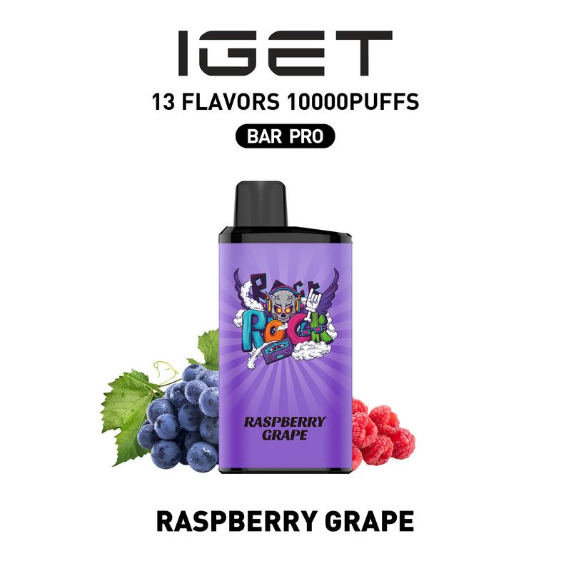 IGET BAR PRO RASPBERRY GRAPE 10000 PUFFS