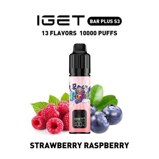 IGET BAR PLUS S3 KIT STRAWBERRY RASPBERRY 10000 PUFFS