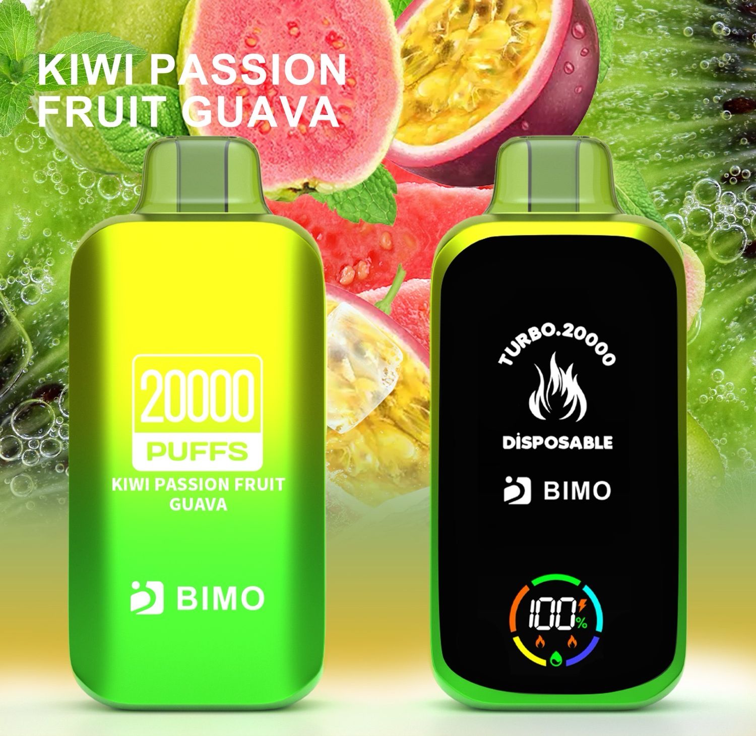 BIMO TURBO KIWI PASSION FRUIT GUAVA 20000 PUFFS