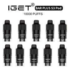 10PCD OF IGET BAR PLUS S3 PODS ONLY 10000 PUFFS