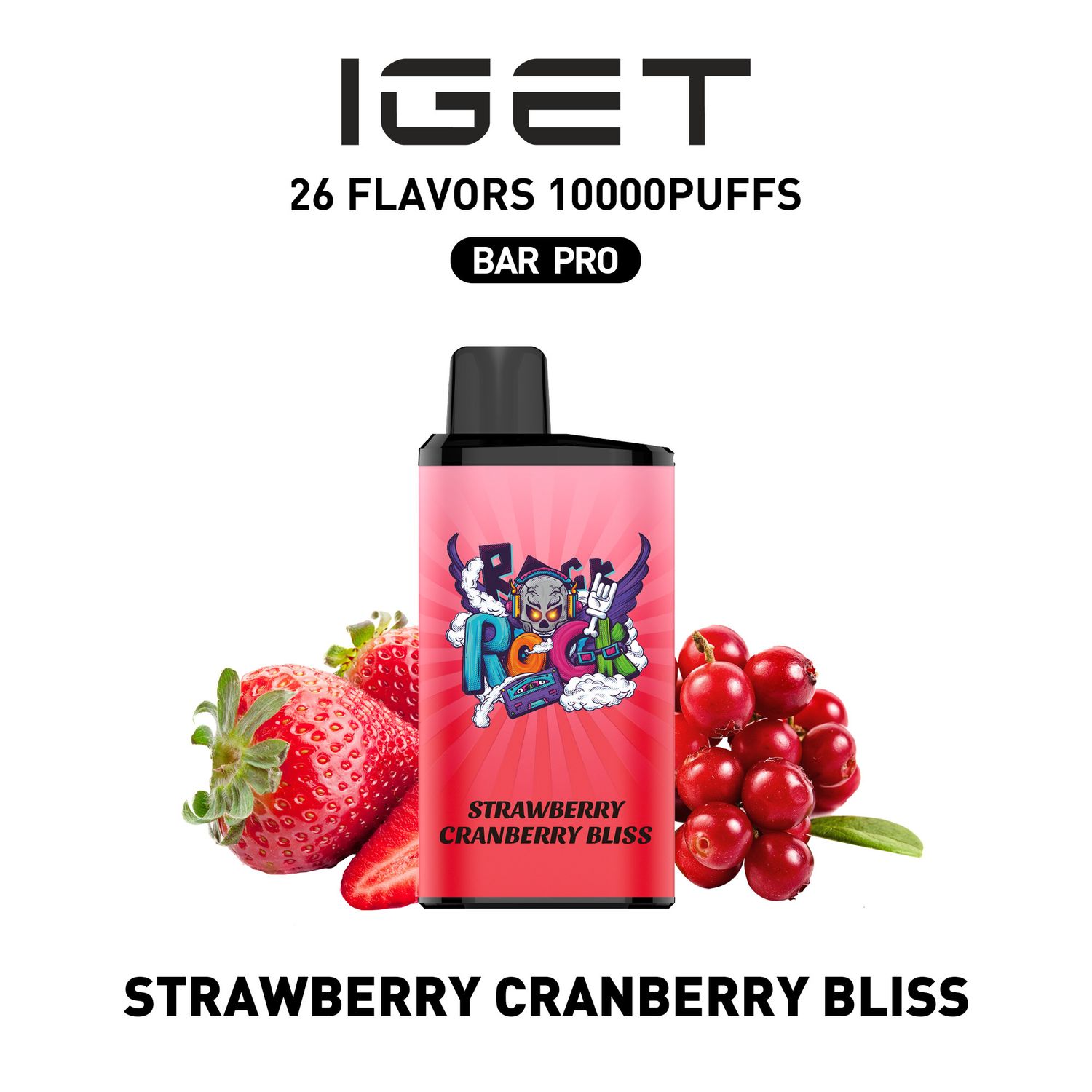 IGET BAR PRO STRAWBERRY CRANBERRY BLISS 10000 PUFFS
