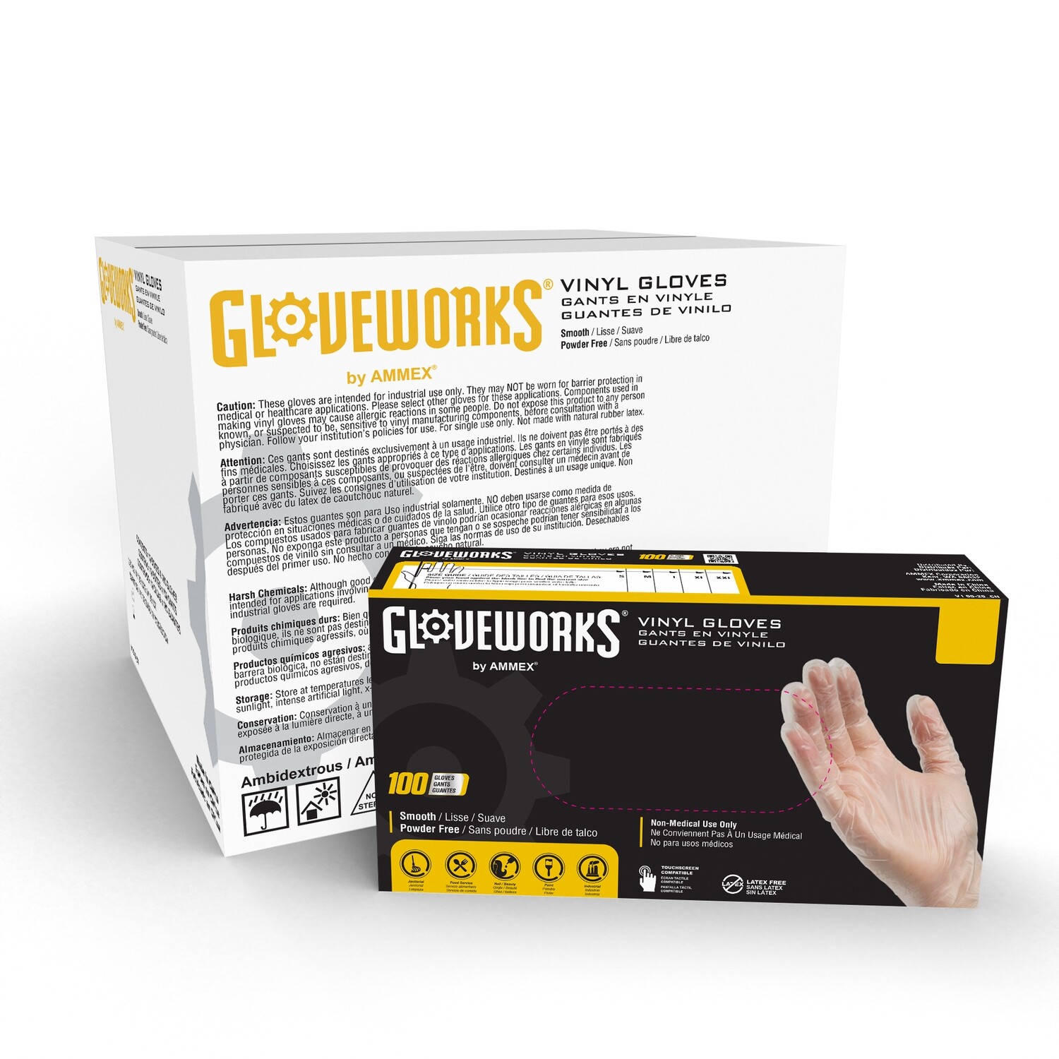 Gloveworks Clear Vinyl Industrial Gloves Case of 1000 Gloves