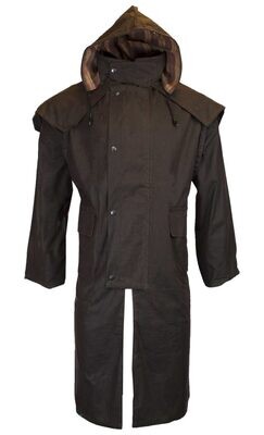 Jacket ​wax Long Cape Stockman Hooded Coat BROWN
