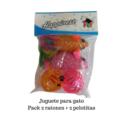 JUGUETE PARA GATO
Pack 2 ratones + 2 pelotitas