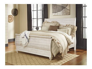 B267-76 King Sleigh Footboard 30.98 in X 79.17 in X 7.17 in Willowton Whitewash