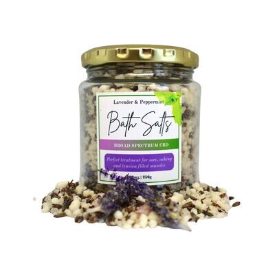 Lavender & Peppermint 100mg CBD Bath Salts - 250g